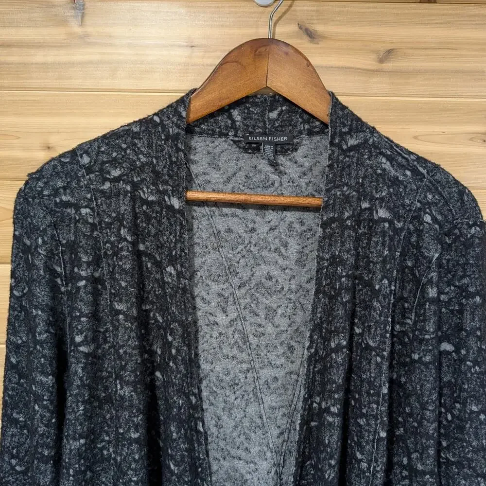 Eileen Fisher‎ Sweater Womens XL Gray Open Wrap Cardigan Waterfall Draping